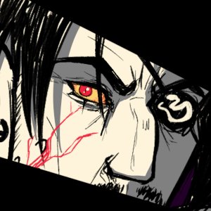 A close-up drawing of Majima Goro.